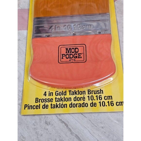 Mod Podge 4" Gold Taklon Brush Applicator By Plaid For Decoupage & Crafting - Picture 2 of 7